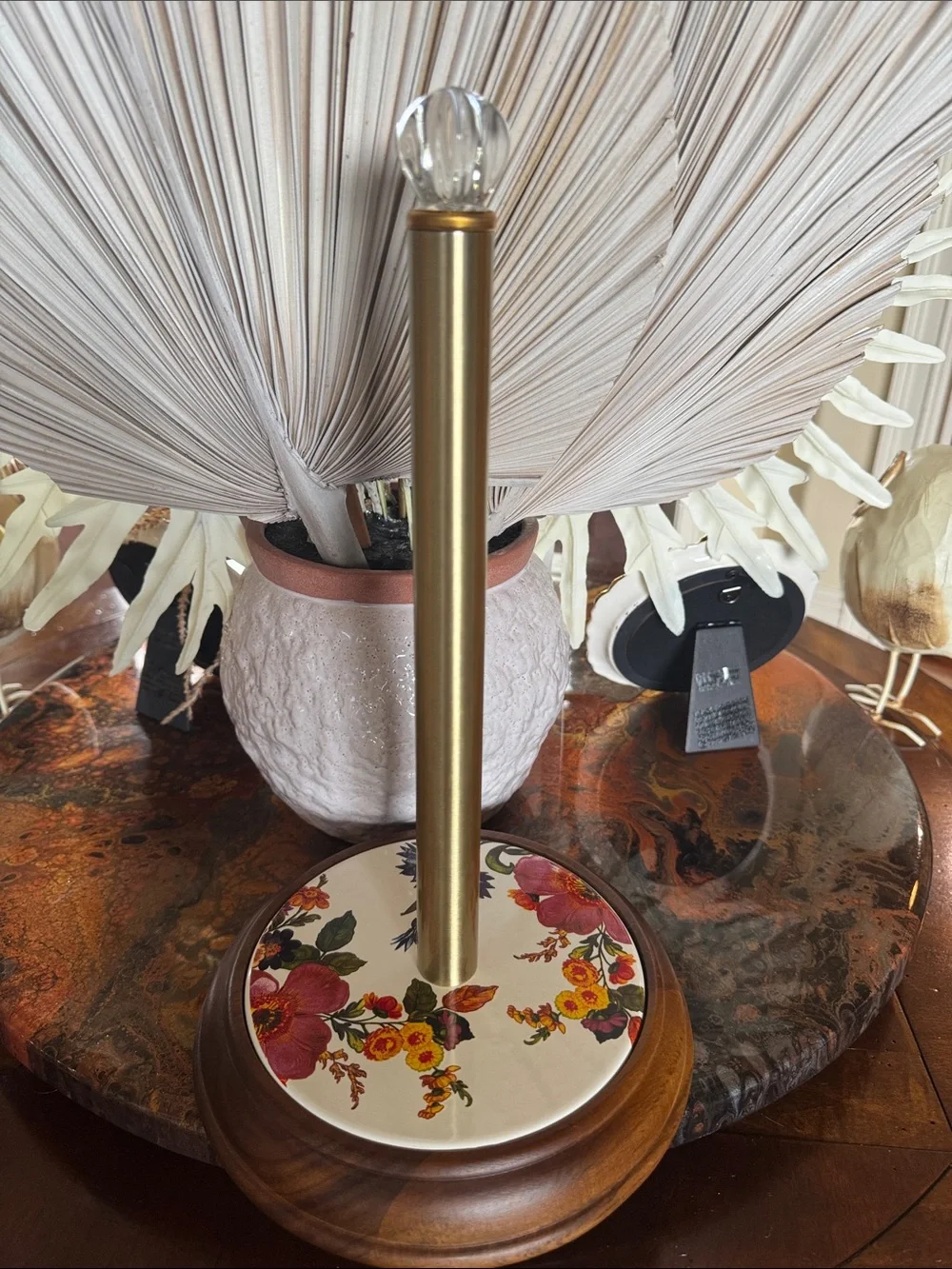 MacKenzie-Childs White Flower Paper Towel Holder
